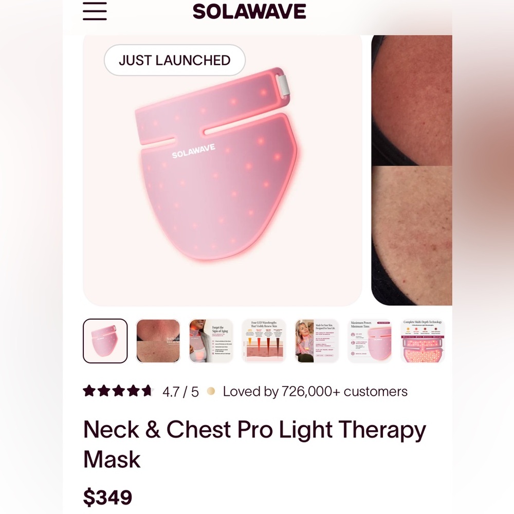 NIB Solawave neck and chest RL mask new in box